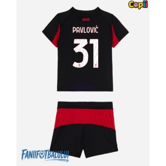 AC Milan Strahinja Pavlovic #31 Echipament de Fotbal Replică 2025-26 Copii Acasa (+ Șorturi)